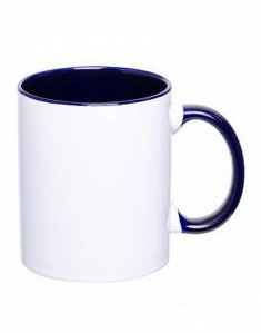 Чашка керамическая для сублимации с цветной ручкой и цветные внутри Глубокий темно-синий
