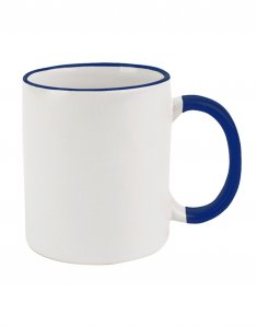 Ceramic mug for sublimation with colored rim and handle Deep dark blue tsp-1407/318 фото
