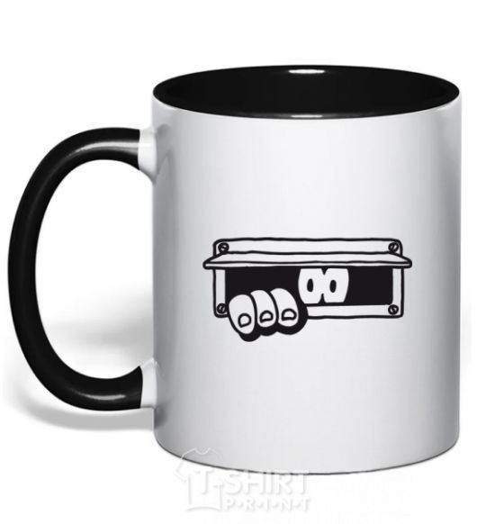 Mug with a colored handle Kukusiki black фото