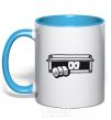 Mug with a colored handle Kukusiki sky-blue фото