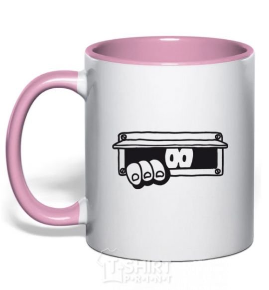 Mug with a colored handle Kukusiki light-pink фото