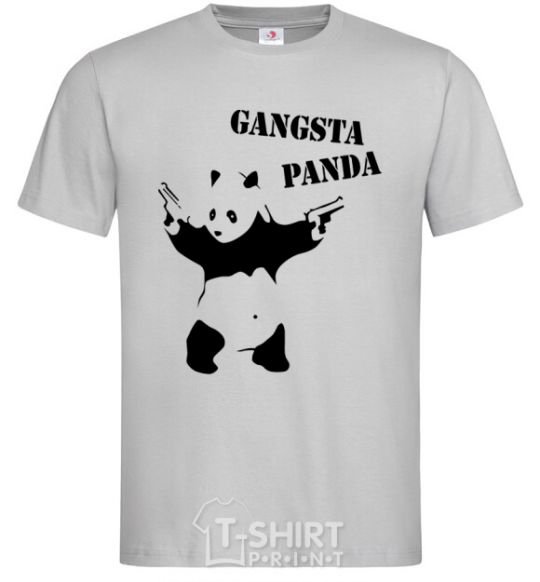 Men's T-Shirt GANGSTA PANDA grey фото