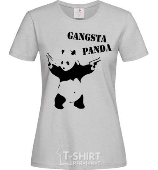 Women's T-shirt GANGSTA PANDA grey фото