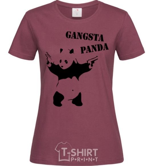 Women's T-shirt GANGSTA PANDA burgundy фото