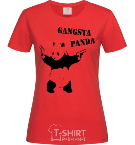 Женская футболка GANGSTA PANDA Красный фото