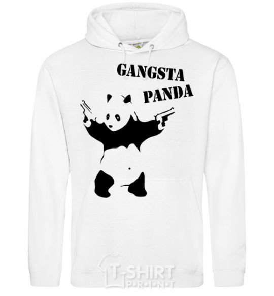 Men`s hoodie GANGSTA PANDA White фото
