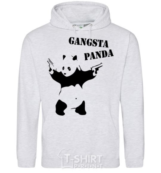 Мужская толстовка (худи) GANGSTA PANDA Серый меланж фото