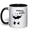 Mug with a colored handle GANGSTA PANDA black фото