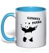 Mug with a colored handle GANGSTA PANDA sky-blue фото