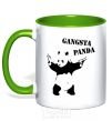 Mug with a colored handle GANGSTA PANDA kelly-green фото