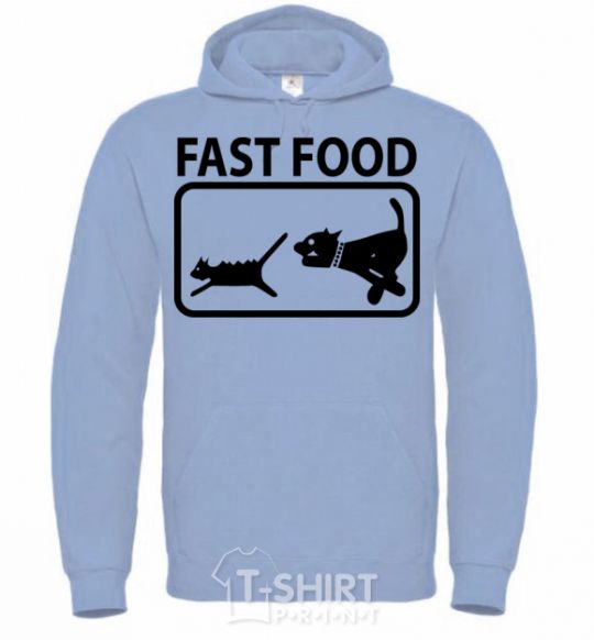 Men`s hoodie FAST FOOD sky-blue фото