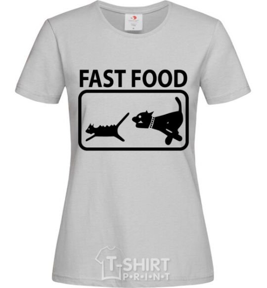 Women's T-shirt FAST FOOD grey фото