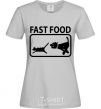 Women's T-shirt FAST FOOD grey фото