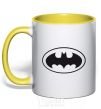 Mug with a colored handle BATMAN logo yellow фото