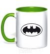 Mug with a colored handle BATMAN logo kelly-green фото