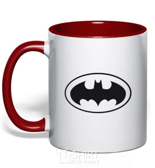 Mug with a colored handle BATMAN logo red фото