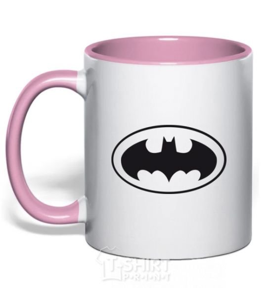 Mug with a colored handle BATMAN logo light-pink фото