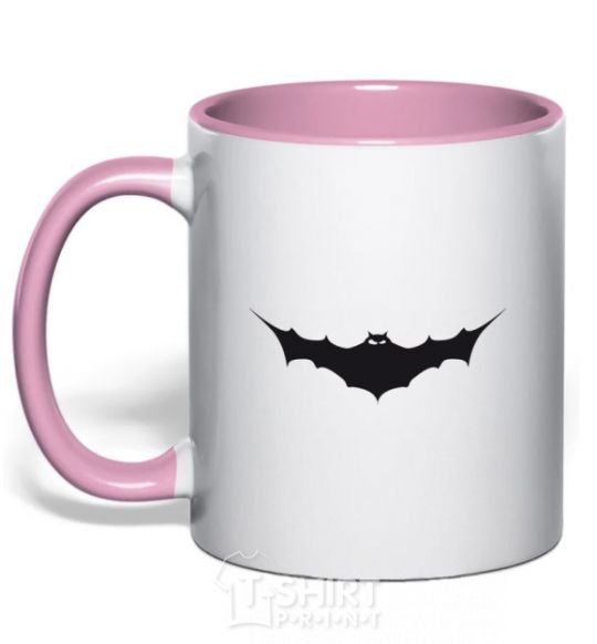 Mug with a colored handle BAT black light-pink фото