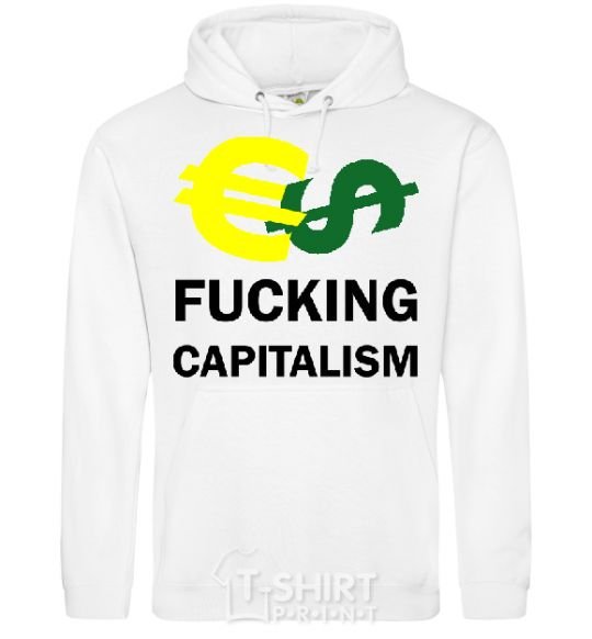 Мужская толстовка (худи) FUCKING CAPITALISM Белый фото