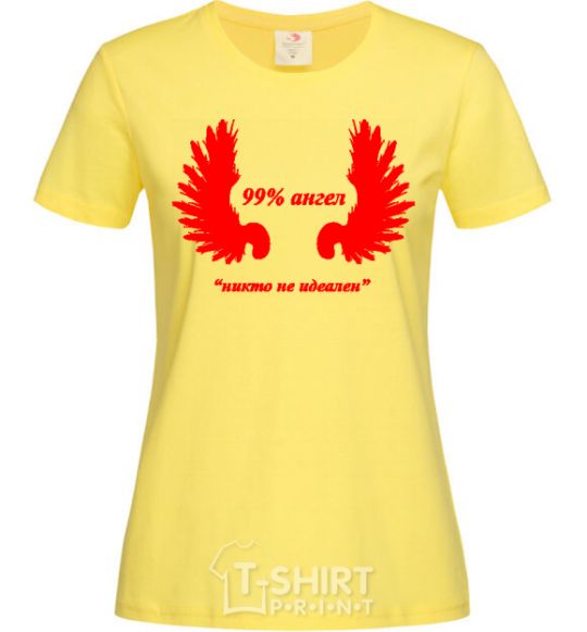 Women's T-shirt 99% ANGEL (NOBODY'S PERFECT) cornsilk фото