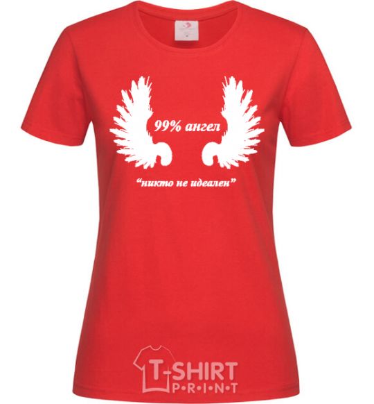 Women's T-shirt 99% ANGEL (NOBODY'S PERFECT) red фото