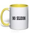 Mug with a colored handle NO SILICON yellow фото