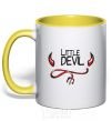 Mug with a colored handle LITTLE DEVIL yellow фото