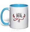 Mug with a colored handle LITTLE DEVIL sky-blue фото