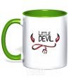 Mug with a colored handle LITTLE DEVIL kelly-green фото