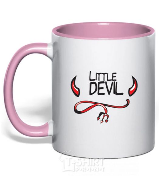 Mug with a colored handle LITTLE DEVIL light-pink фото