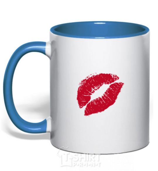 Mug with a colored handle LIPS royal-blue фото