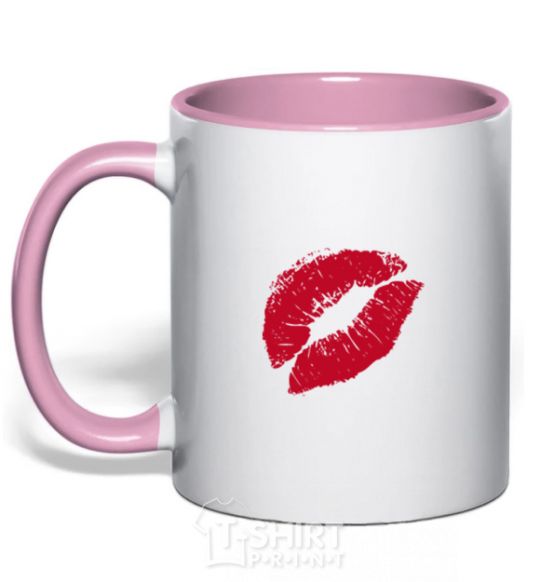 Mug with a colored handle LIPS light-pink фото