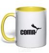 Mug with a colored handle COMA yellow фото