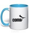 Mug with a colored handle COMA sky-blue фото