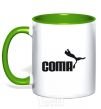 Mug with a colored handle COMA kelly-green фото