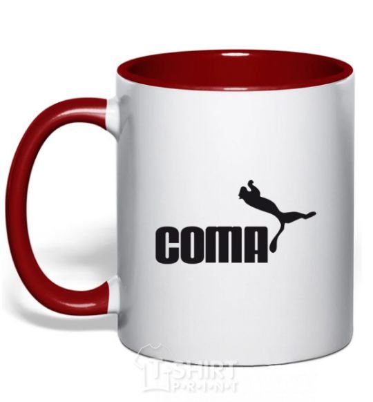 Mug with a colored handle COMA red фото