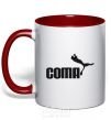 Mug with a colored handle COMA red фото