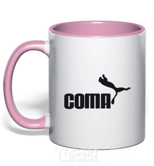 Mug with a colored handle COMA light-pink фото