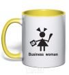 Mug with a colored handle BUSINESS WOMAN yellow фото