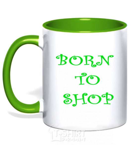 Чашка с цветной ручкой BORN TO SHOP Зеленый фото
