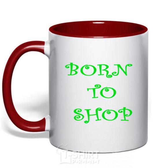 Mug with a colored handle BORN TO SHOP red фото