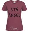 Women's T-shirt 51% ANGEL burgundy фото