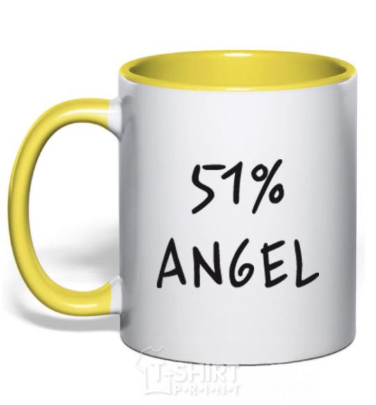 Чашка с цветной ручкой 51% ANGEL Солнечно желтый фото