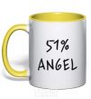 Mug with a colored handle 51% ANGEL yellow фото