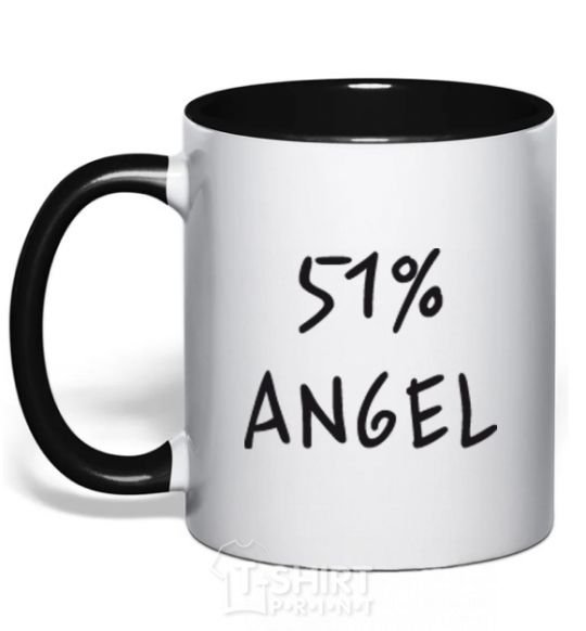 Mug with a colored handle 51% ANGEL black фото