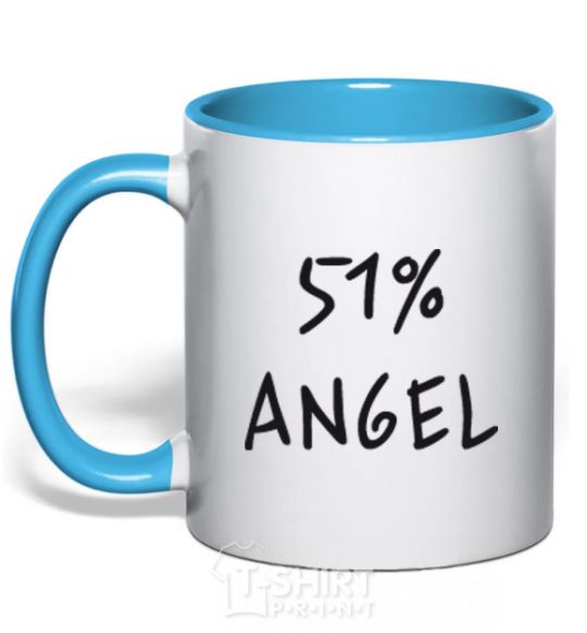 Mug with a colored handle 51% ANGEL sky-blue фото