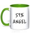 Mug with a colored handle 51% ANGEL kelly-green фото