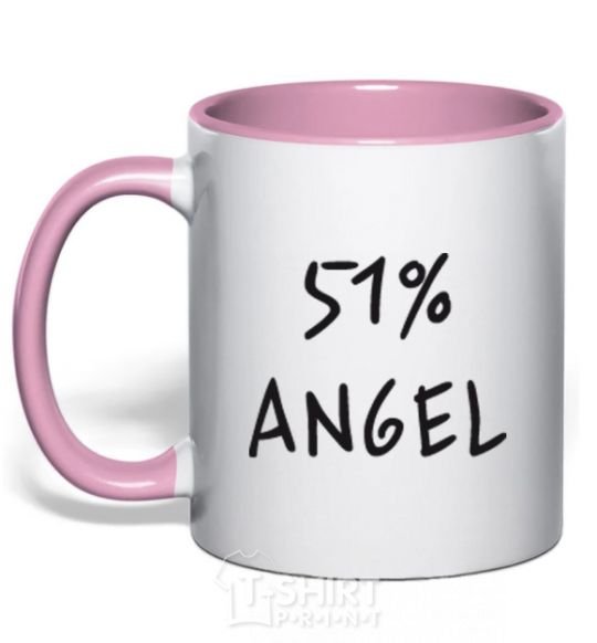 Mug with a colored handle 51% ANGEL light-pink фото