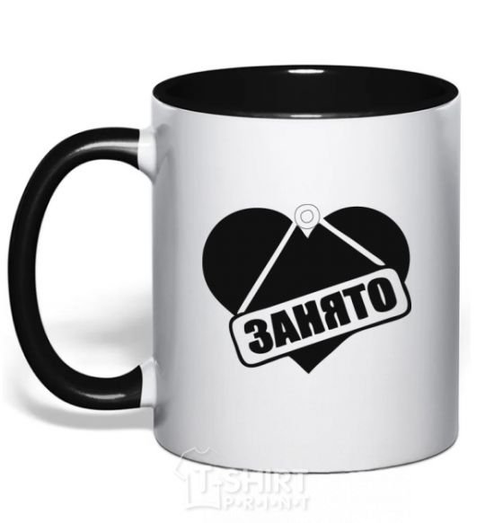 Mug with a colored handle BUSY black фото