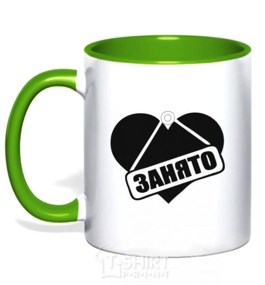 Mug with a colored handle BUSY kelly-green фото